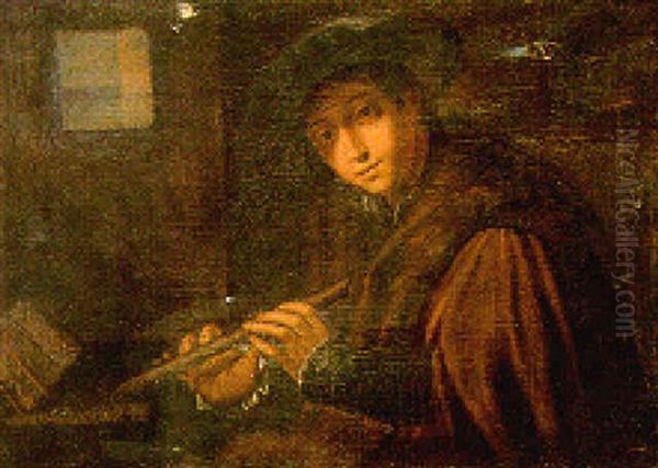 A Young Man With A Soprano Recorder - view 1