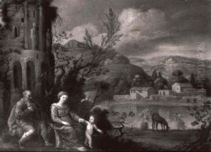 Paysage Avec Le Repos De La Sainte Famille Pres D'un Lac by Emilio Savonanzi