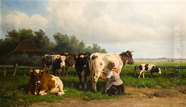 La Traite Des Vaches Dans La Prairie - view 1