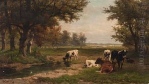 Resting Cows By The Pool by Hendrik Savry