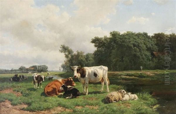 Paysage Aux Vaches Et Moutons - view 1