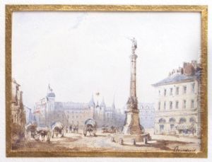 Paris, La Place Du Chtelet by Eugene Bourgeois
