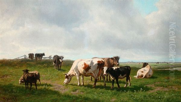 Cattle And Sheep Grazing In An Expansive Sunlit Pasture - view 1