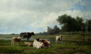 Livestock In A Sunny Pasture by Hendrik Savry