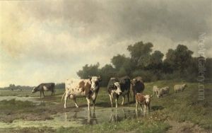 Cattle In The Meadow by Hendrik Savry