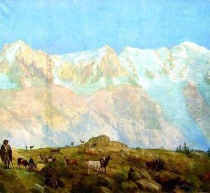 Le Mont Blanc, Les Aiguilles Du Midi Du Plan by Eugene Bourgeois
