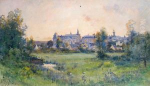Vue Du Village Et Du Chteau De Meynac by Eugene Bourgeois