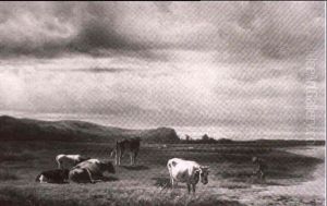 Rinderherde In Einer Weiten Landschaft by Hendrik Savry