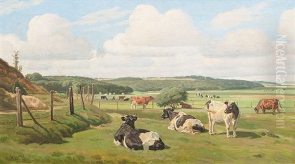 Kuhe Auf Der Weide by Henri (Hendrik Martinus) Savry