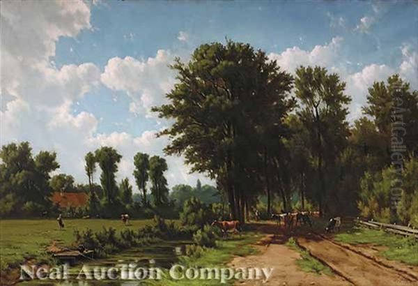 Cows By A Stream - view 1