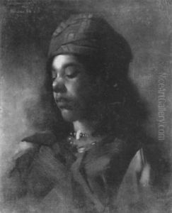 Farbiges Kind Mit Turban Und Halsschmuck by Stanislaw Sawiczewski