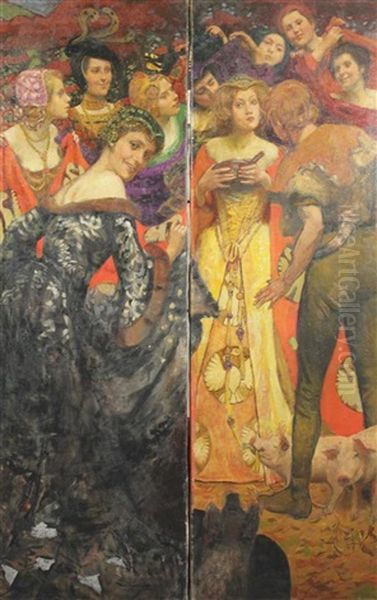 Scene From "the Swineherd" By Hans Anderson (set Of 4); Witches Anointing Themselves (5 Works) - view 1