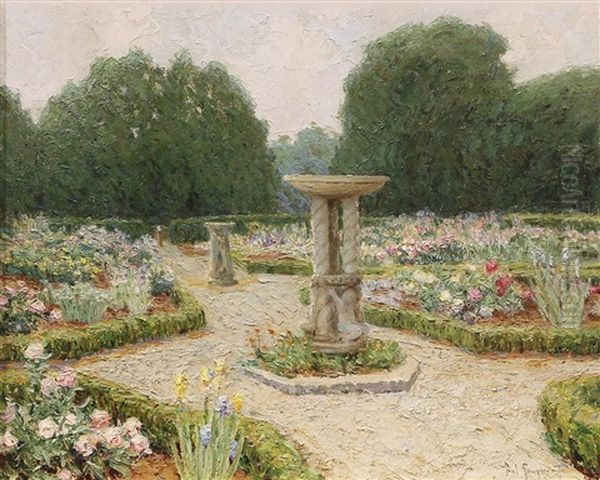 Fountain And Formal Rose Garden - view 1