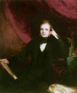 Portrait Of Sir William Webb Follett Wearing A Black Suit, And Holding A Book