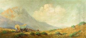 Conestoga Wagon Heading In Atmospheric Landscape by Fred Grayson Sayre