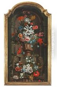 Still Life With Flowers And A Parrot by Andrea Scacciati I