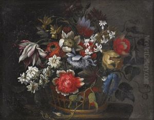 Still Life With Flowers In A Basket