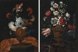 Floral Still Lifes (pair) by Andrea Scacciati I