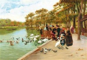 By The Large Pond In The Bois De Boulogne In Paris