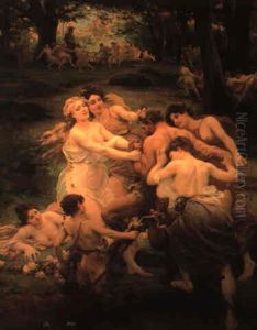 Nymphes Et Satyre by Jules Scalbert