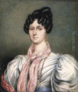 Grandma Foot (nee Miss Eliza Duroure), Wife Of Captain George Foot, Wearing Red-lined Cape And White Dress... by Robert Richard Scanlan