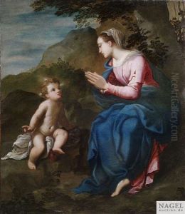 Die Madonna Mit Dem Christusknaben In Felsiger Landschaft by Ippolito Scarsella (see Scarsellino)