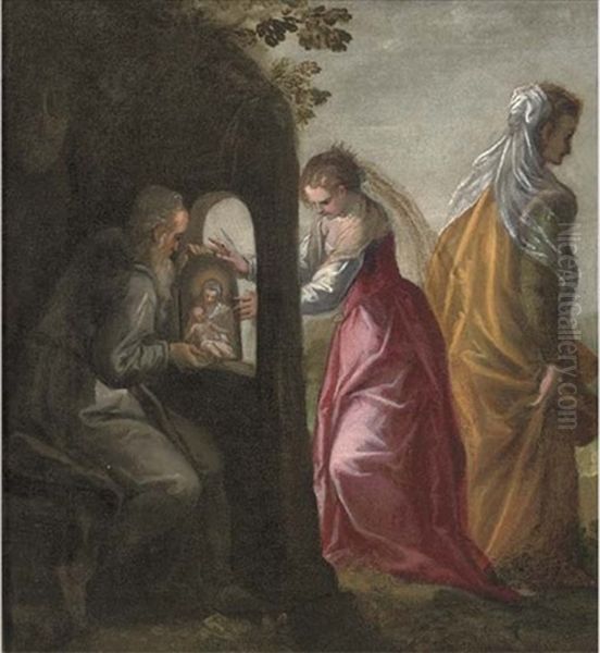Saint Catherine Of Alexandria Receiving An Icon From A Hermit, Her Mother In The Background - view 1