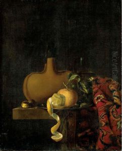 A Still Life With An Orange And A Lemon On A Pewter Plate by Nicolaes Bourgeois