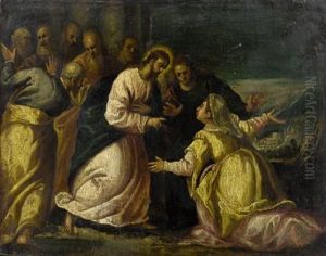 A Biblical Scene (christ With Mary And Martha?)
