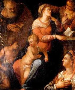 Die Heilige Familie Mit Johannes Dem Taufer Und Zwei Heiligen by Ippolito Scarsella (see Scarsellino)