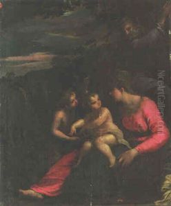 The Rest On The Flight Into Egypt With The Infant Saint John The Baptist by Ippolito Scarsella (see Scarsellino)