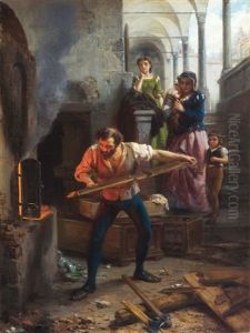 Bernard Palissy, Ridotto In Miseria, Getta Nella Fornace I Mobili Di Casa Per Ultimare La Cottura Di Una Sua Fortunata Esperienza