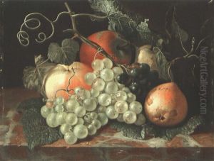 Fruchtestilleben Mit Trauben, Apfeln Und Birnen Auf Einer Marmorplatte by Cornelis Johannes Schaalje