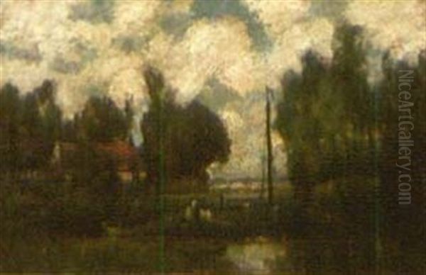 Impressionistische Gewasserlandschaft Mit Gehoft - view 1