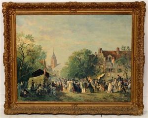 Feestende Mensen In Het Dorp Scheveningen (after S.l. Verveer) by Hendrik Schaap
