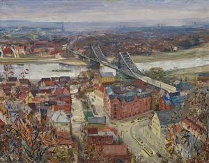 Dresden. Blick Vom Weisen Hirsch Uber Die Elbe Mit Dem Blauen Wunder