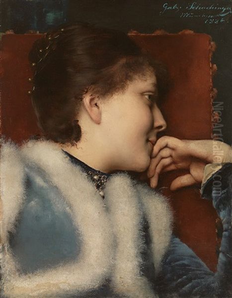 Portrait Einer Reizenden Jungen Frau Im Profil Von Rechts - view 1