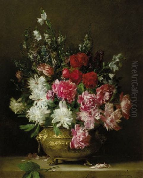 A Bouquet With Peonies, Bell-flowers, Aconites And Delphinium - view 1