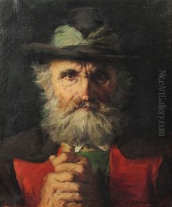 Bildnis Eines Alteren Herrn Mit Bart Und Hut by Hans Schachinger