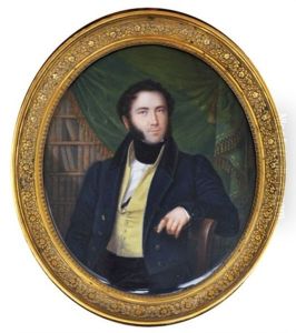 Portrait D'homme Assis A Sa Bibliotheque by Heinrich Franz Schack