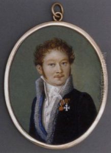 A Gentleman In Fur-bordered Blue Coat With Black Braiding And Pale Blue Lining, White Waistcoat And Cravat, Wearing The Imperial Russian Order Of St. George