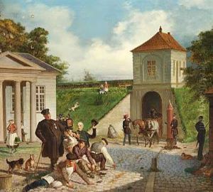 Kobenhavnsk Genrescene (kastellet?) En Hestevogn Korer Gennem Porten Kobenhavnsk Genrescene (kastellet?) En Hestevogn Korer Gennem Porten