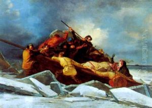 En Isbad I En Farlig Stilling Imellem Drivisen I Storebaelt, Vinteren 1849-1850