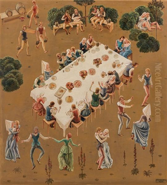 Company At Table - view 1
