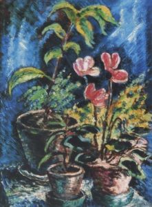 Csendelet Ciklamennel (still Life With Cyclamen) by Janos Schadl