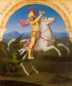 Der Heilige Georg Zu Pferde Im Kampf Mit Dem Drachen by Friedrich Wilhelm von Schadow