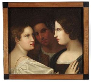 Portrait Eines Herrn Mit Zwei Damen Als Ein Freundschaftsbild Der Romantik by Friedrich Wilhelm von Schadow