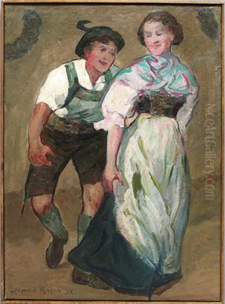 Tanzendes Madchen Und Junge In Tracht - view 1