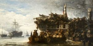 Scene De La Bataille De Trafalgar