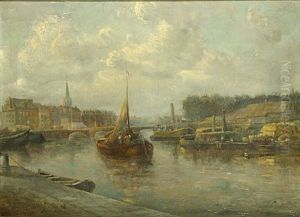 Chaloupe Sur La Riviere by Hendrik Frans (Henri) Schaefels